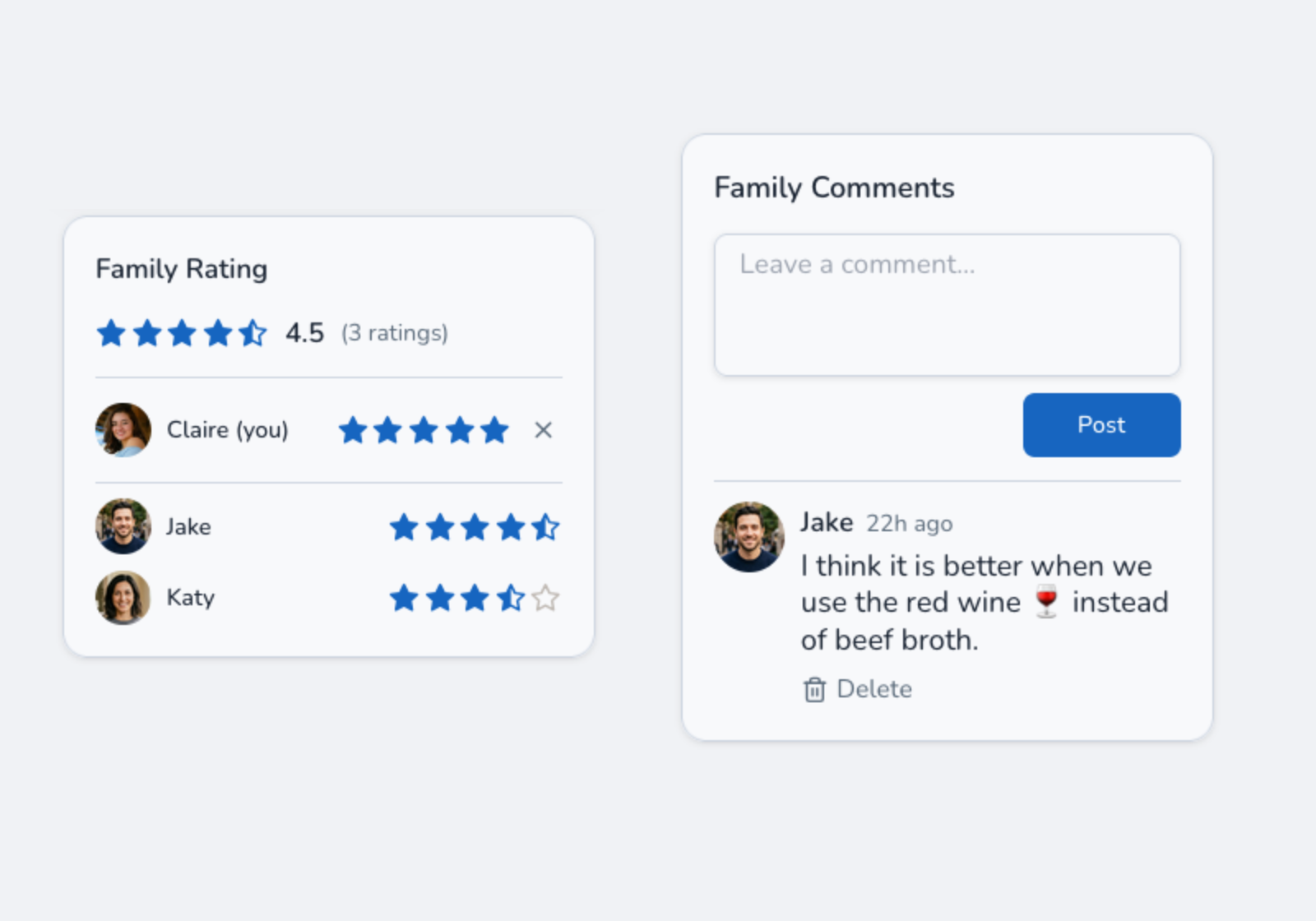 Ratings and comments