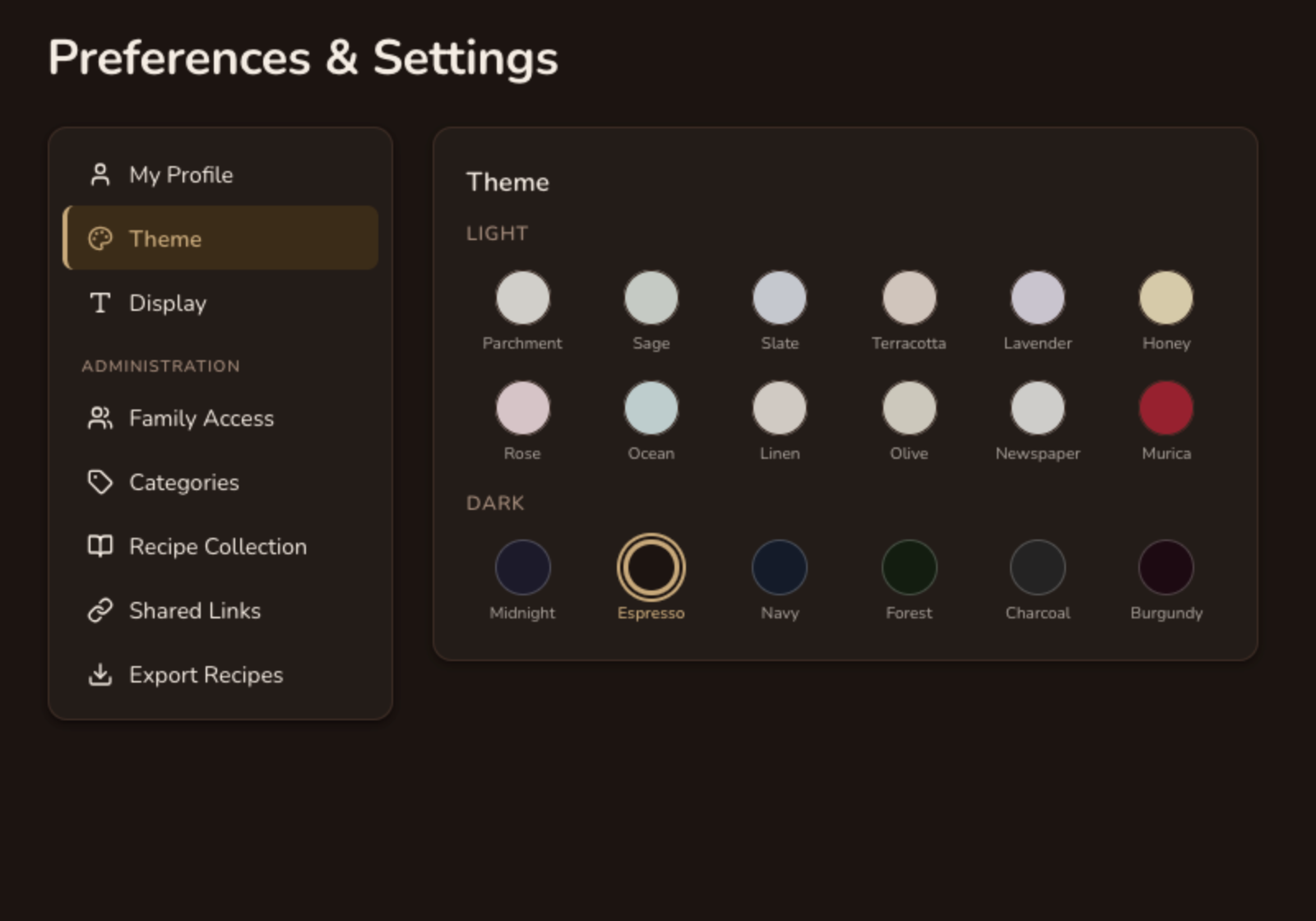Espresso theme