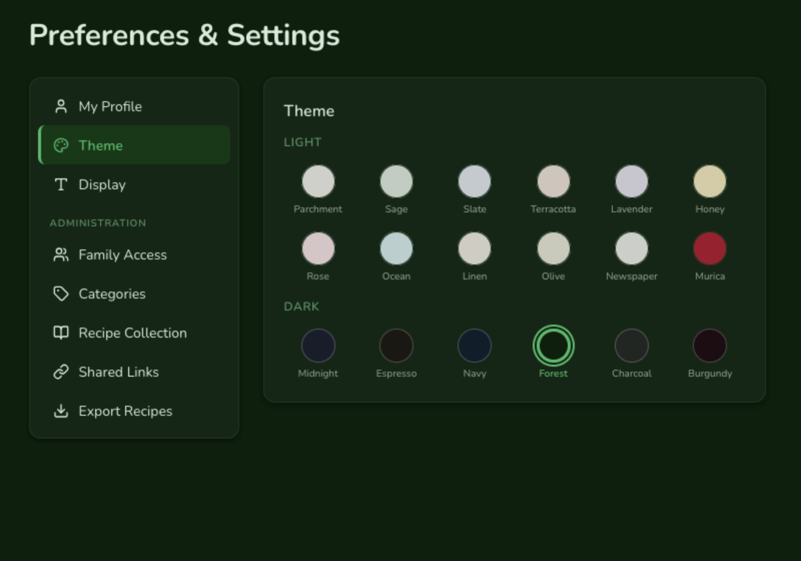 Forest theme