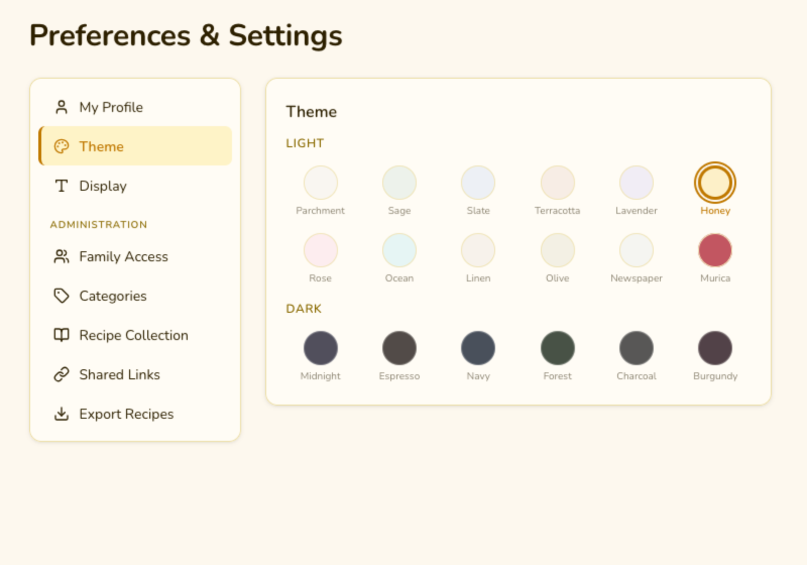 Honey theme
