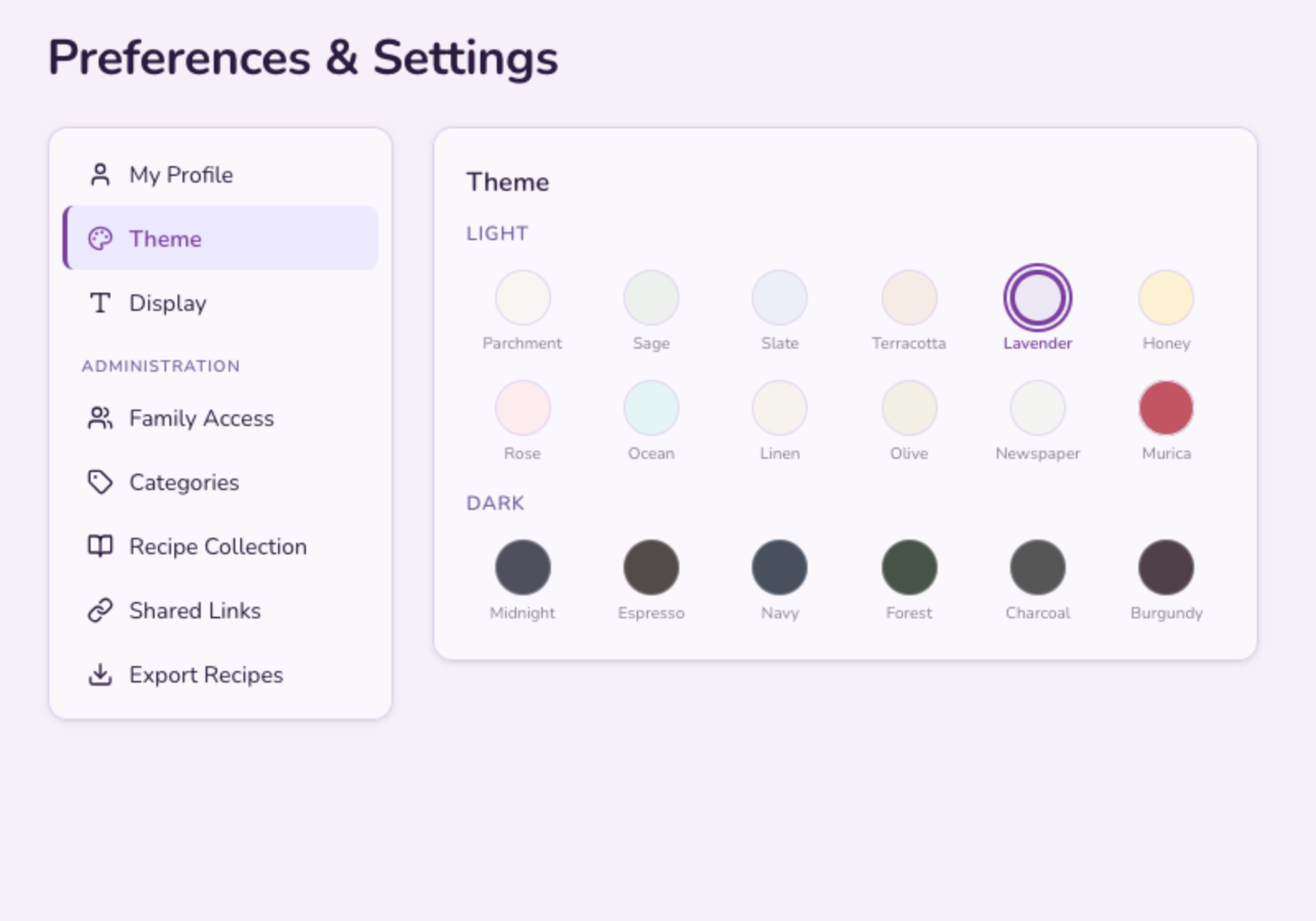 Lavender theme