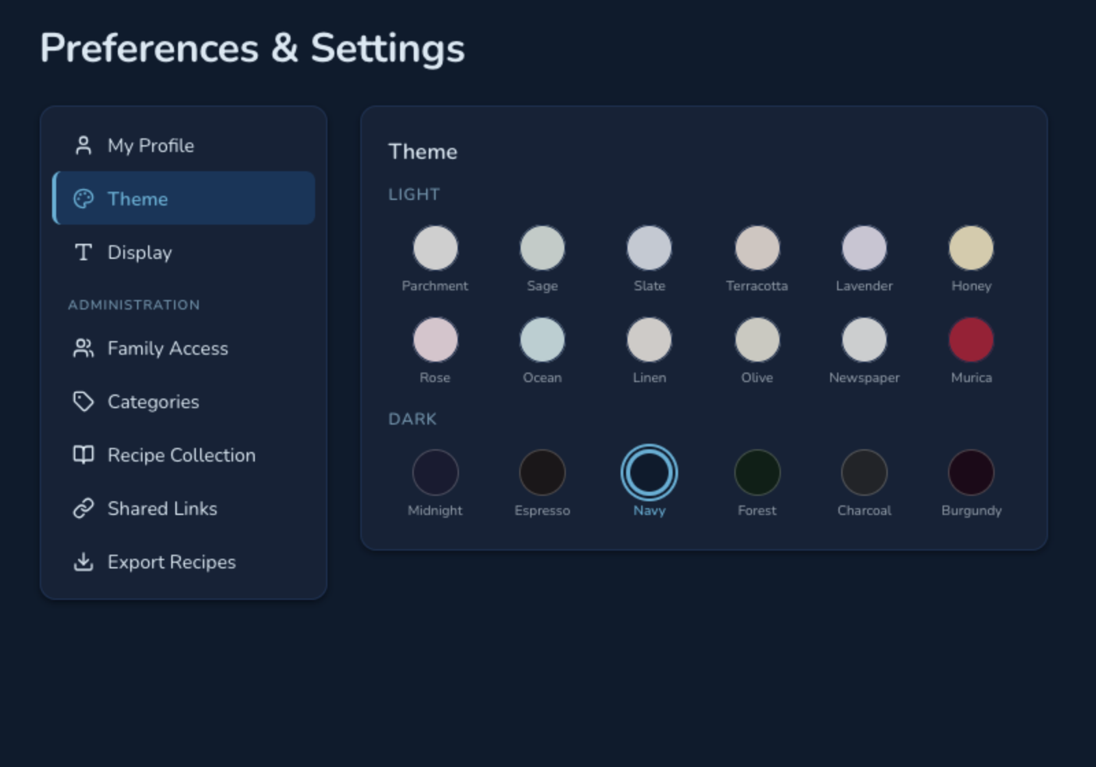 Navy theme