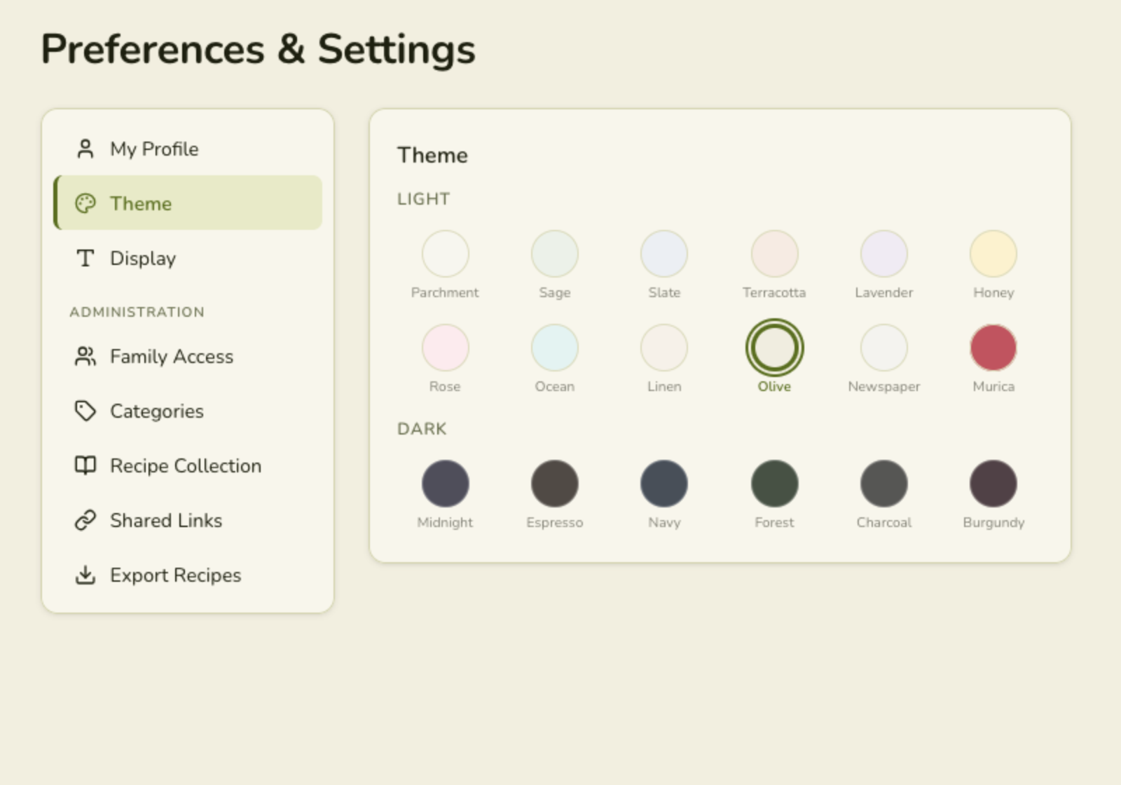 Olive theme