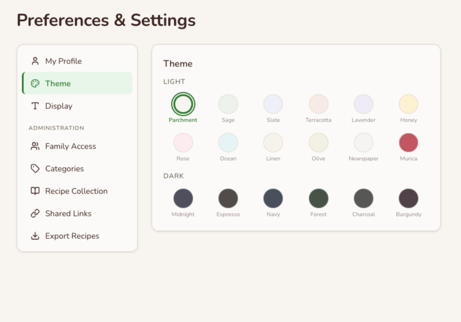 Parchment theme
