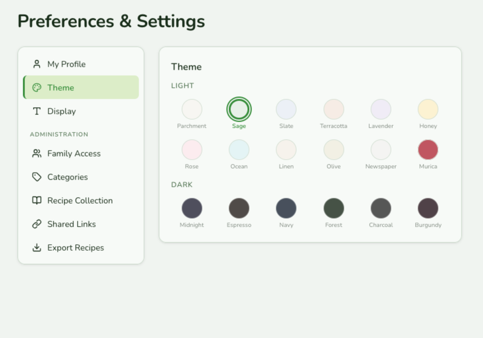 Sage theme