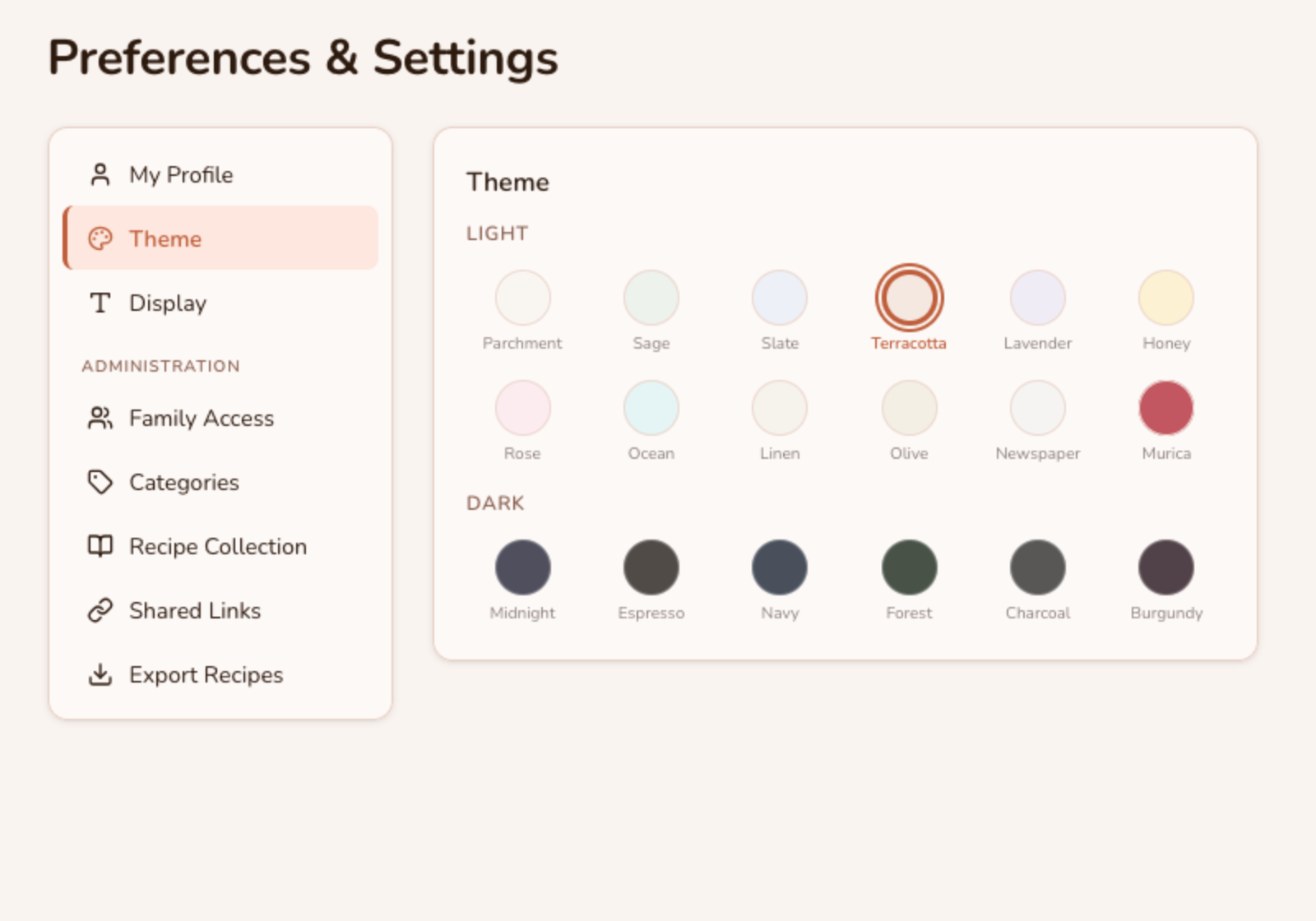 Terracotta theme